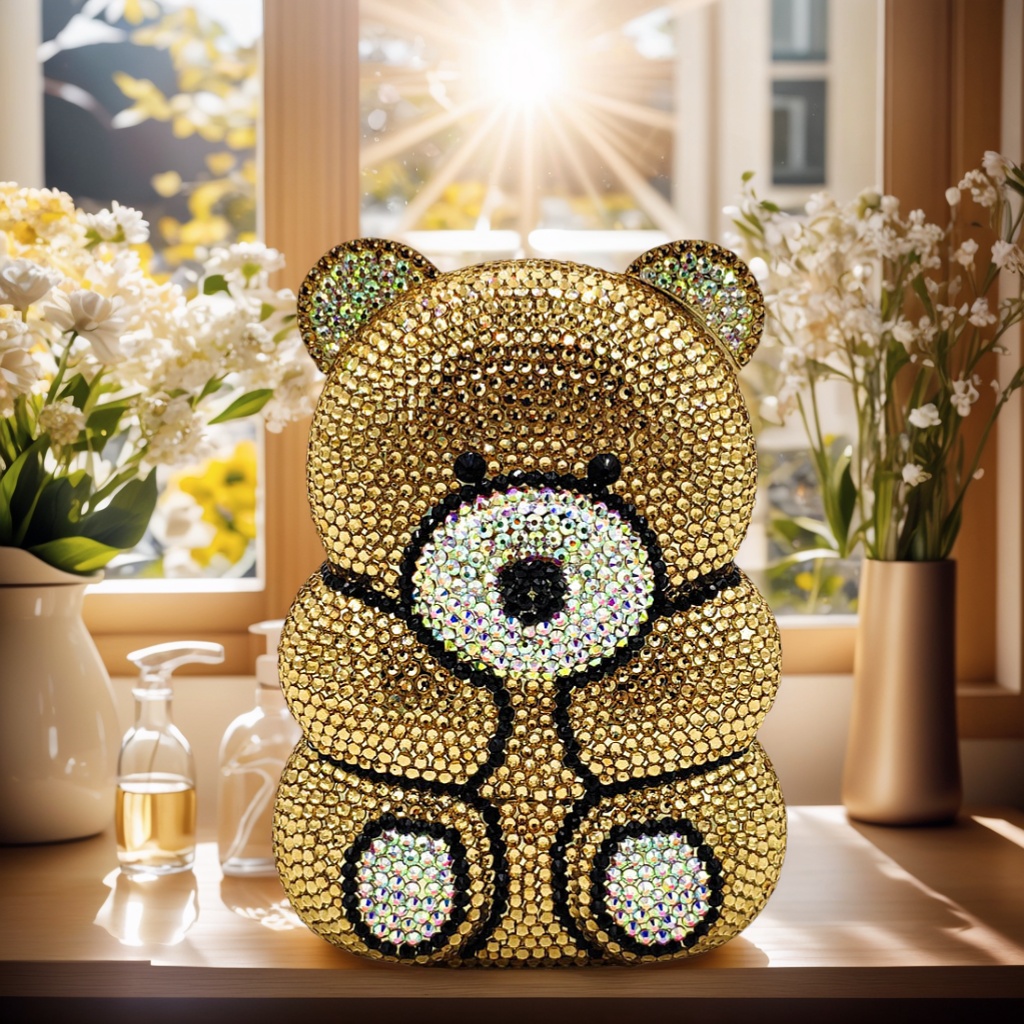 Luxury Bags Cute - キュートなクマのラインストーンイブニングバッグ、女性用ラグジュアリークリスタルクラッチ、ダイヤモンドパーティーバッグ、女の子用プロムハンドバッグ