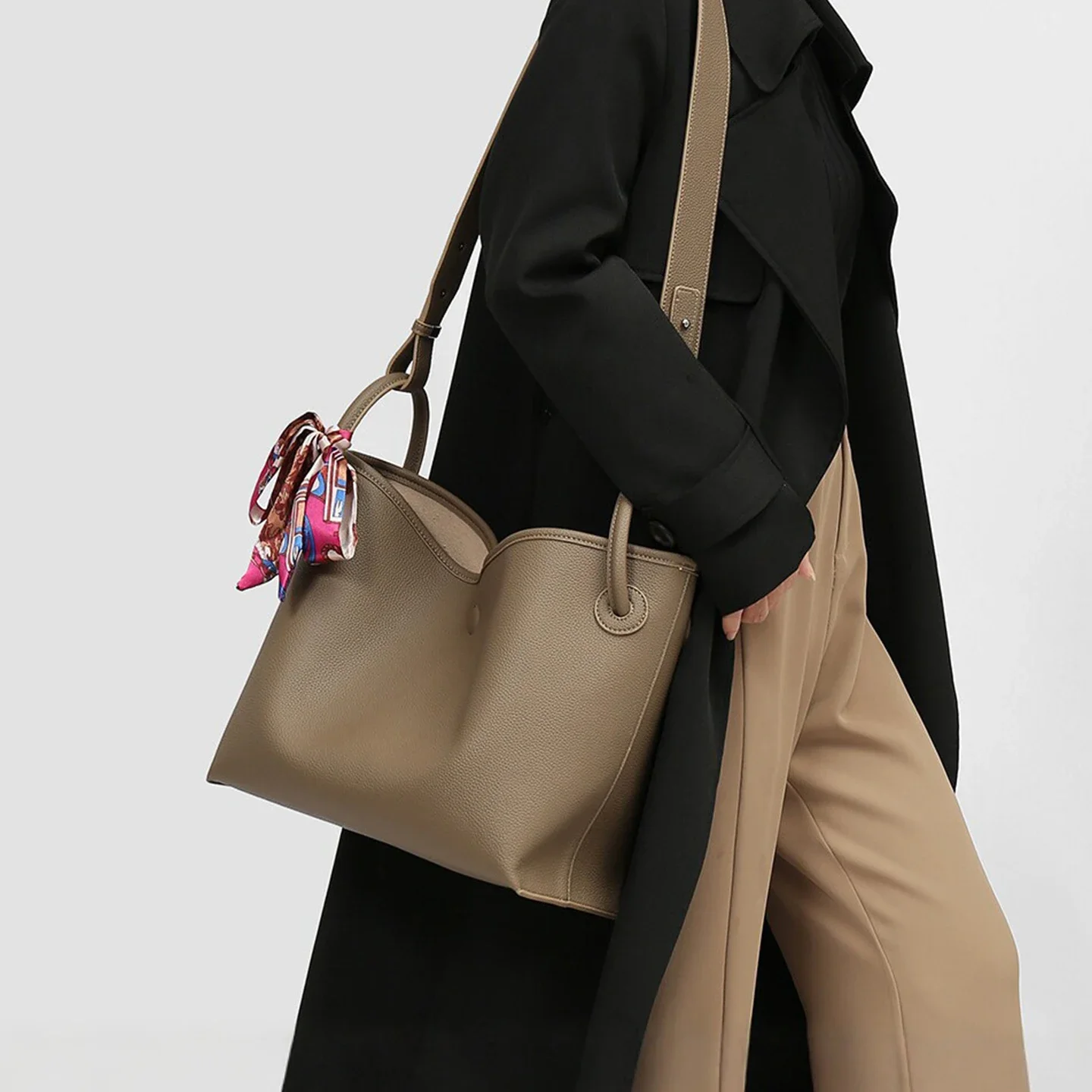 Luxury Bags Leather - ライトラグジュアリー ハイエンド レディース トートバッグ PUレザー ソリッドカラー