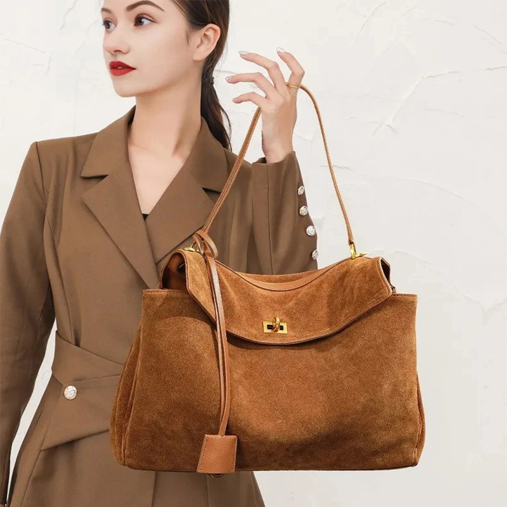 秋冬レディーススエード本革バッグ ショルダーハンドバッグ 大 - Luxury Bags Tote のレビューと価格